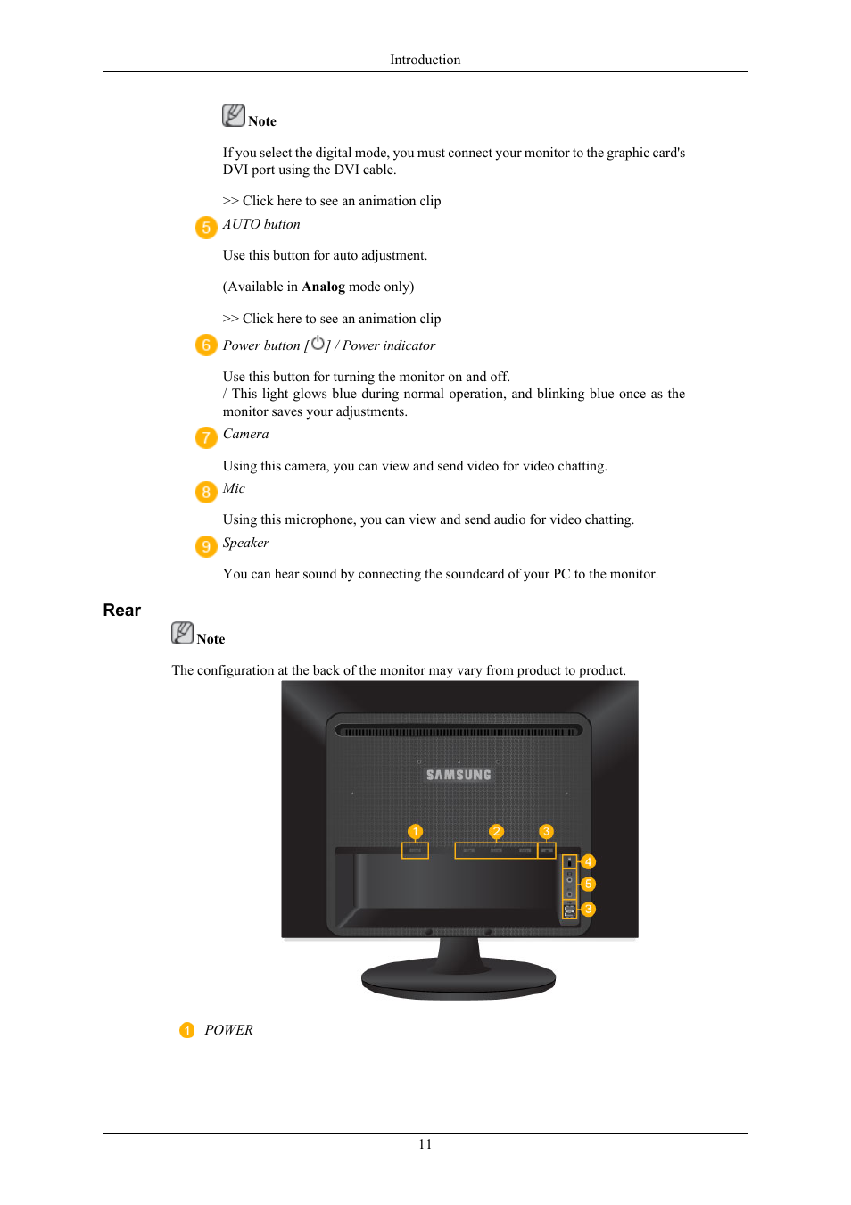 Rear | Samsung 2263UW User Manual | Page 12 / 88