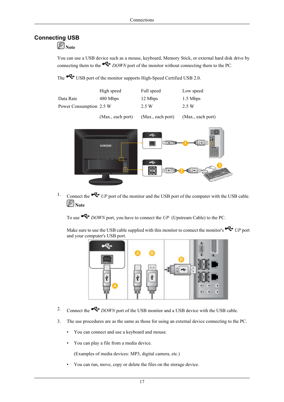 Connecting usb | Samsung 2263UW User Manual | Page 18 / 88