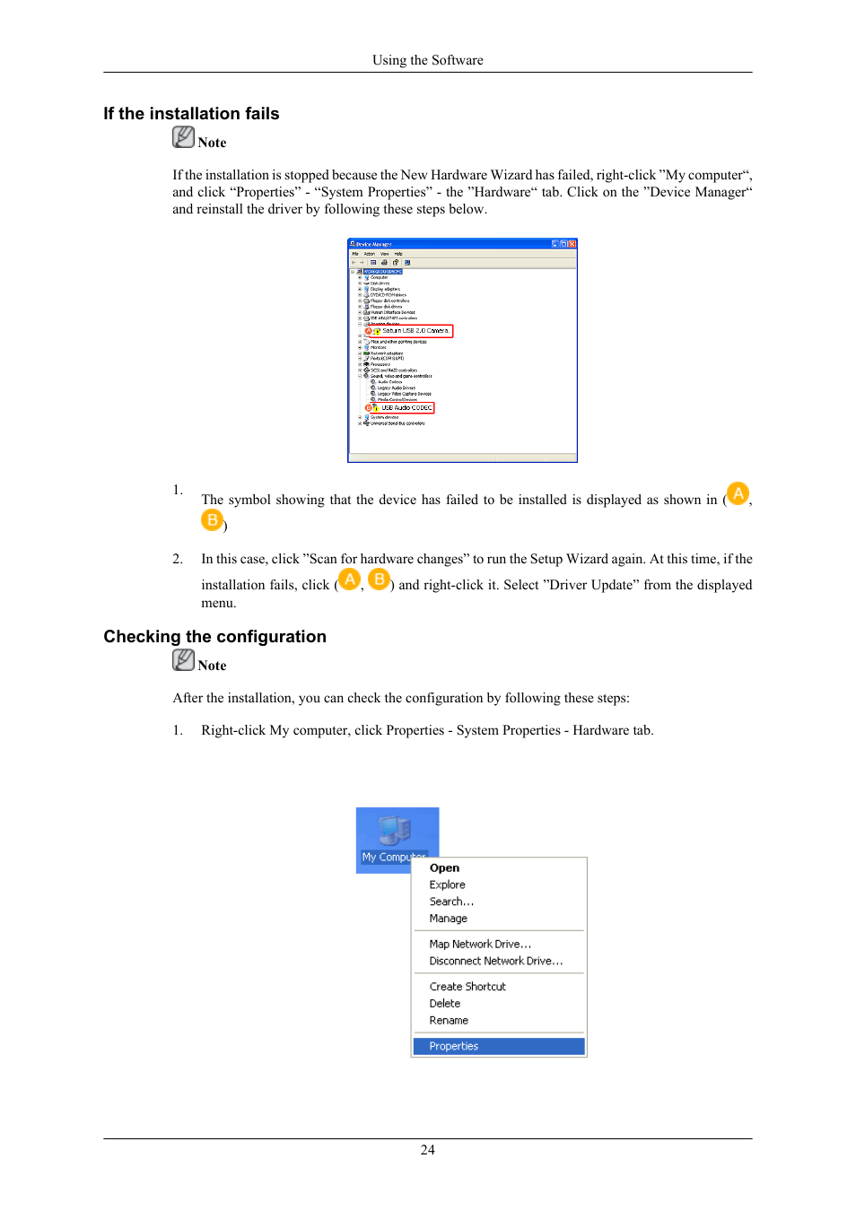 If the installation fails, Checking the configuration | Samsung 2263UW User Manual | Page 25 / 88