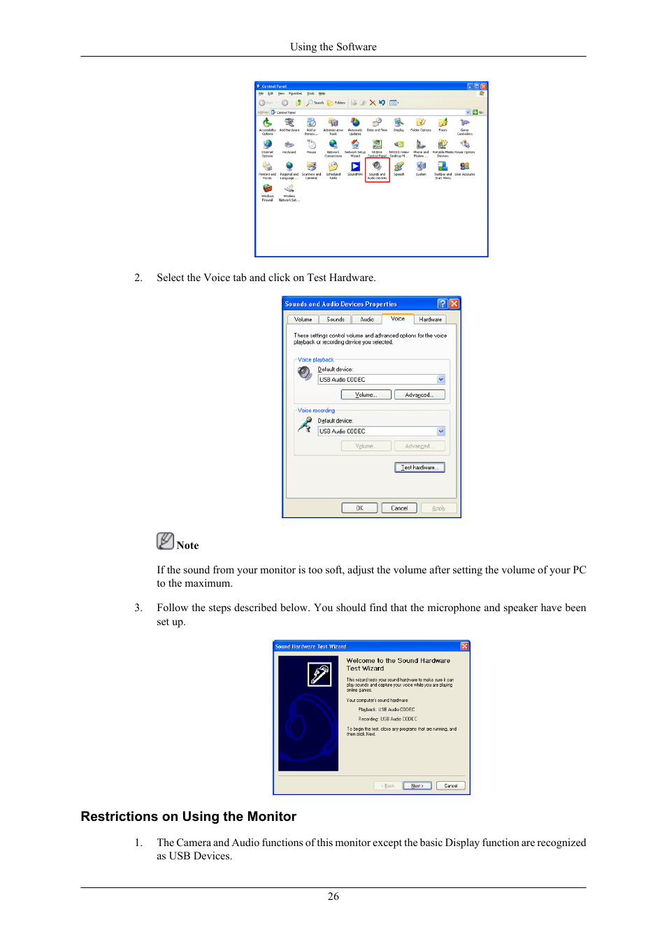 Restrictions on using the monitor | Samsung 2263UW User Manual | Page 27 / 88