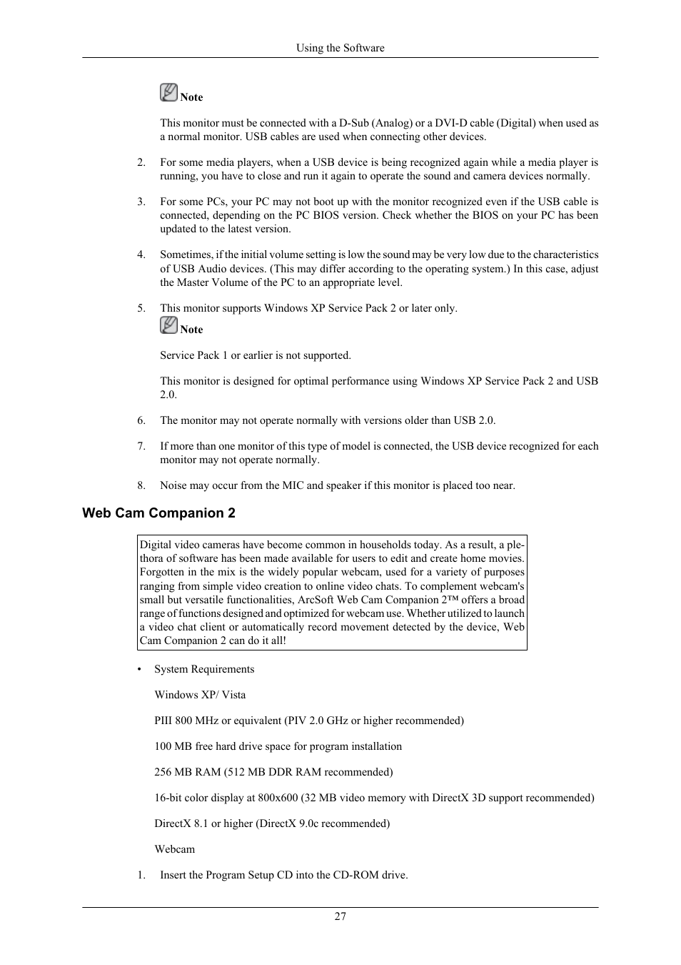 Web cam companion 2 | Samsung 2263UW User Manual | Page 28 / 88