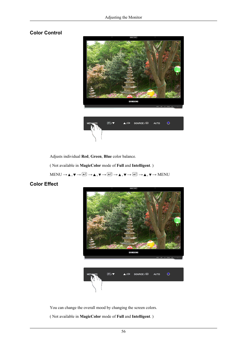 Color control, Color effect | Samsung 2263UW User Manual | Page 57 / 88