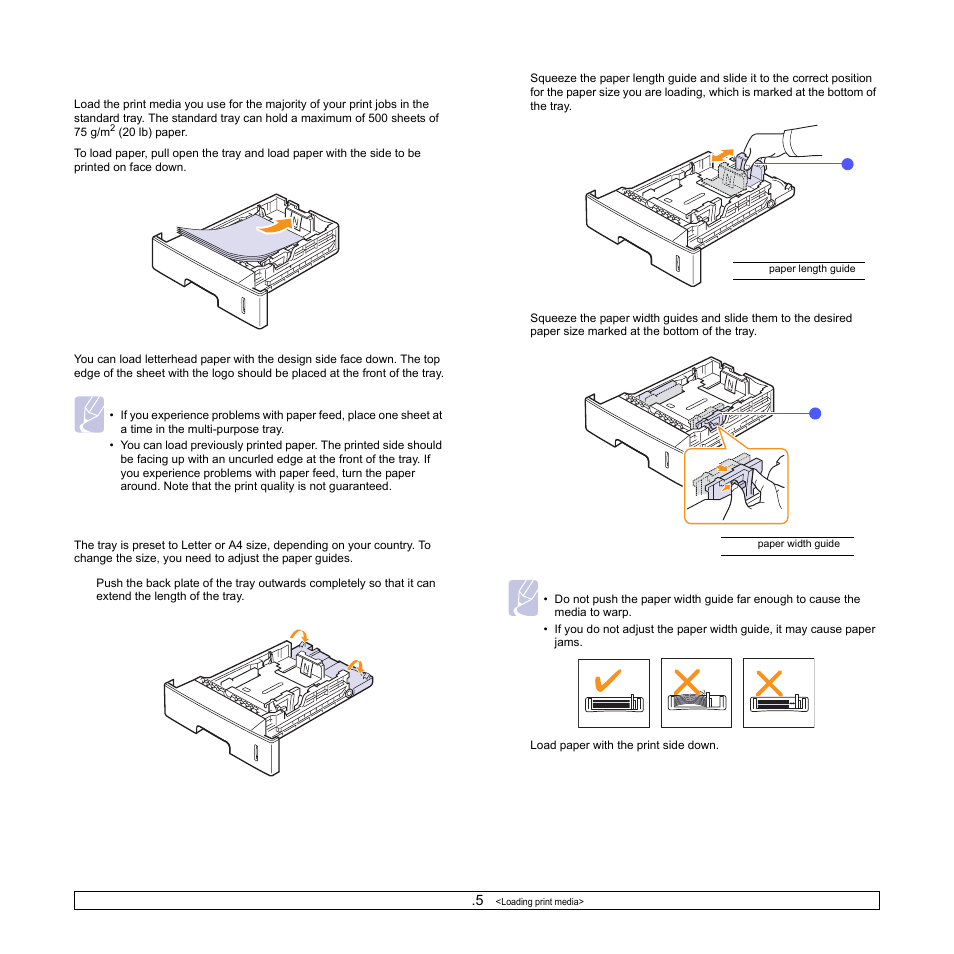 Using the standard tray or the optional trays, Changing the size of the paper in the tray | Samsung ML-4050N User Manual | Page 32 / 111