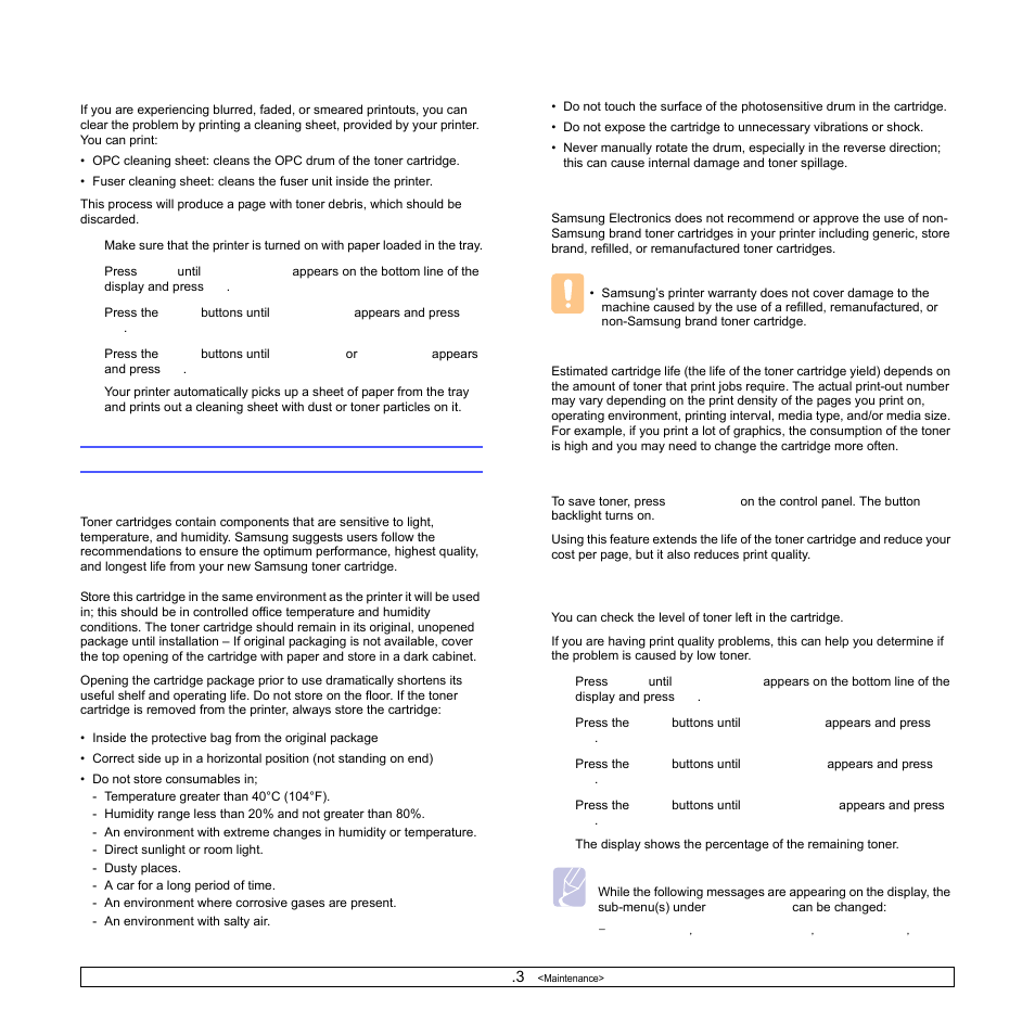 Maintaining the toner cartridge, Checking the remaining toner | Samsung ML-4050N User Manual | Page 41 / 111