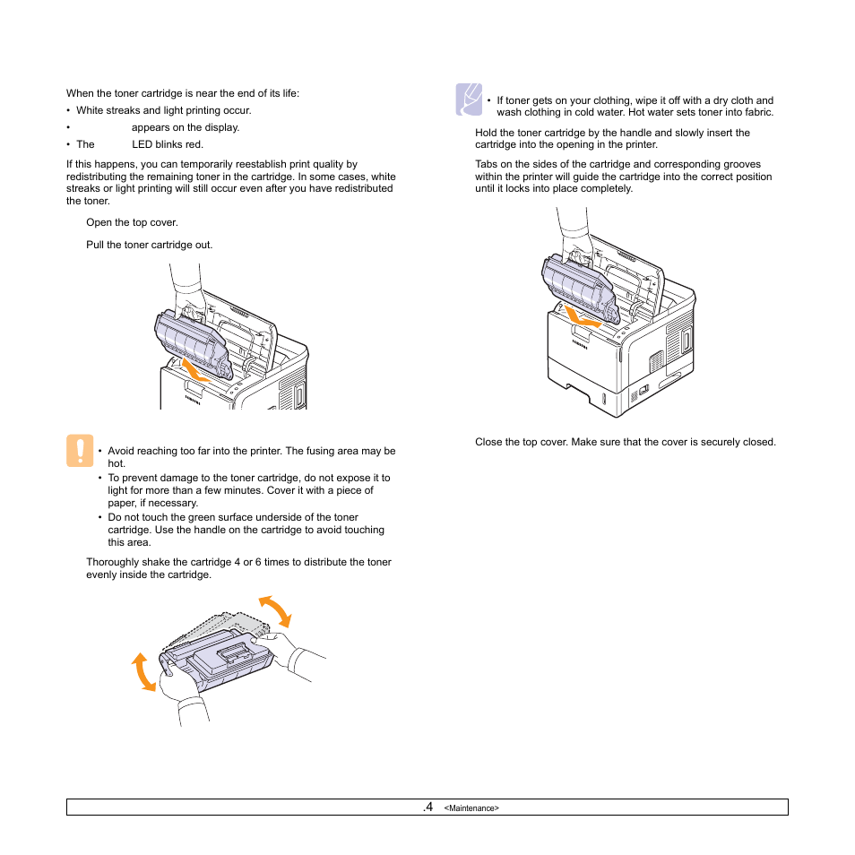 Redistributing toner cartridge | Samsung ML-4050N User Manual | Page 42 / 111