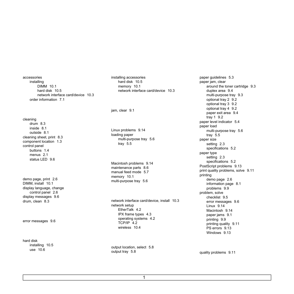 Index, Ndex | Samsung ML-4050N User Manual | Page 68 / 111