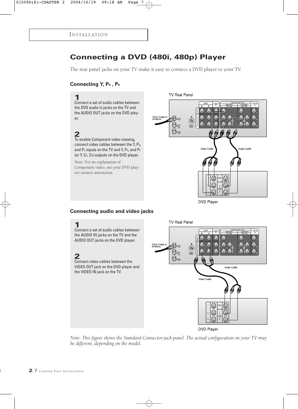 Connecting a dvd (480i, 480p) player | Samsung HCL4715W User Manual | Page 20 / 67