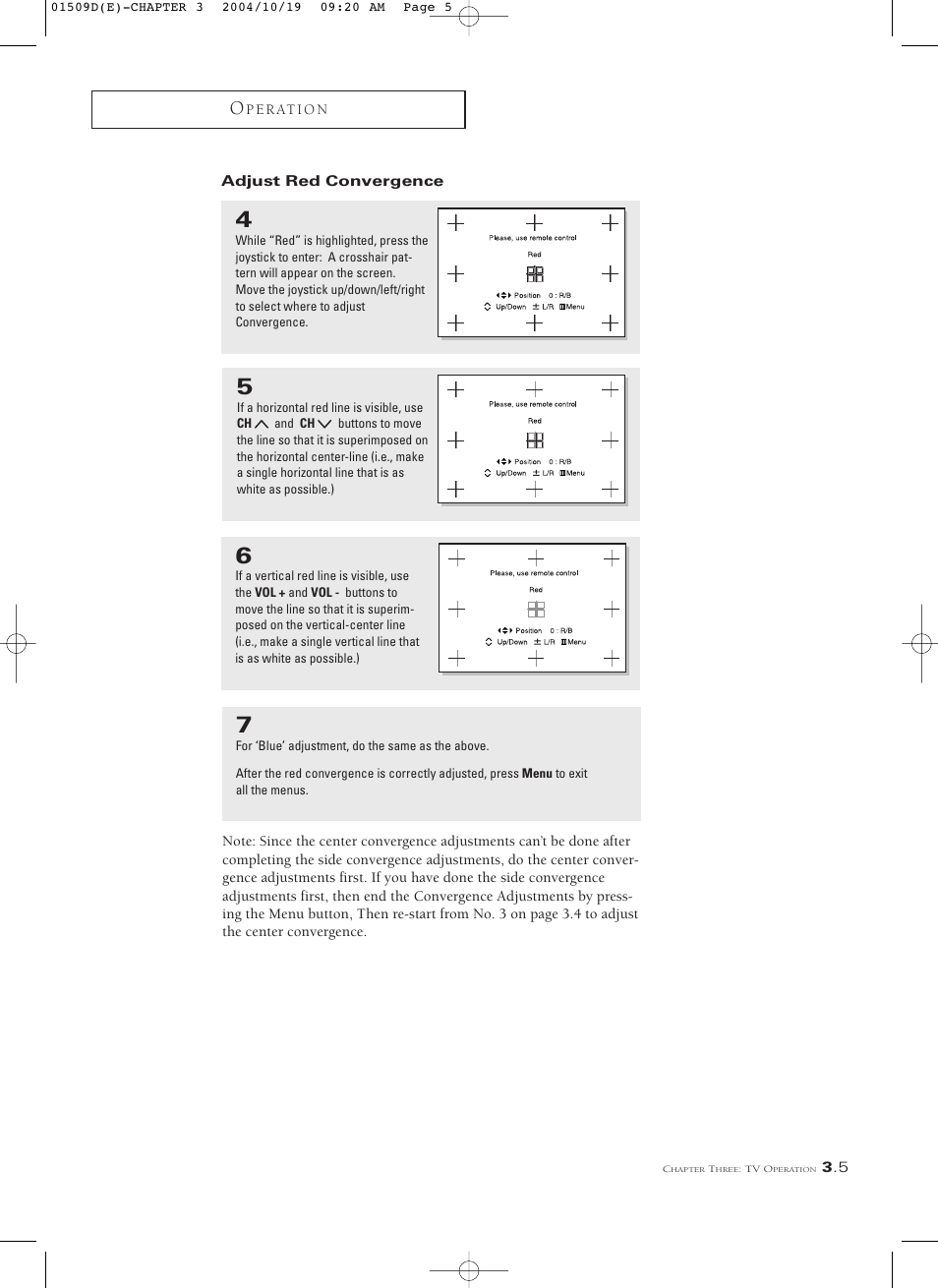 Adjust red convergence | Samsung HCL4715W User Manual | Page 27 / 67