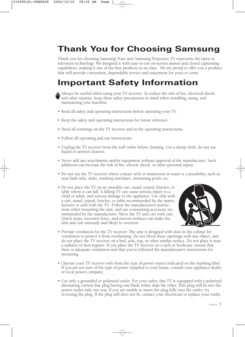 Important safety information | Samsung HCL4715W User Manual | Page 3 / 67