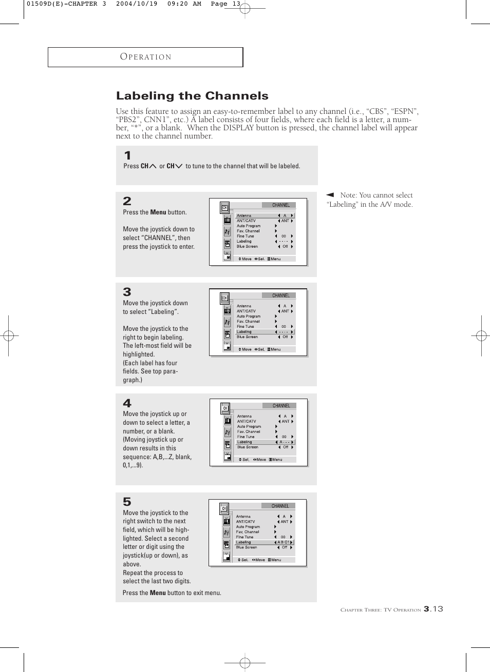 Labeling the channels | Samsung HCL4715W User Manual | Page 35 / 67