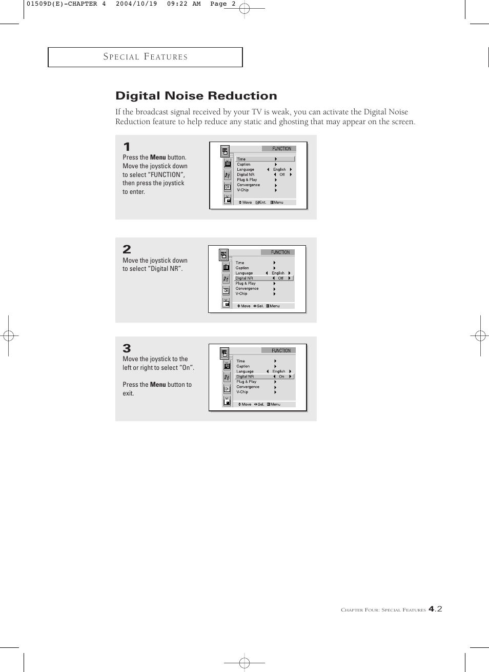 Digital noise reduction | Samsung HCL4715W User Manual | Page 45 / 67