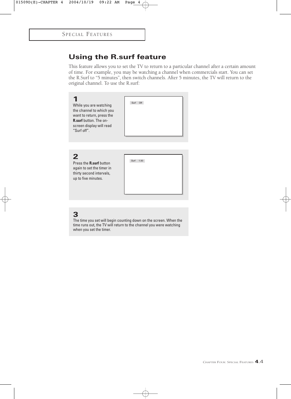 Using the rsurf feature, Using the r.surf feature | Samsung HCL4715W User Manual | Page 47 / 67