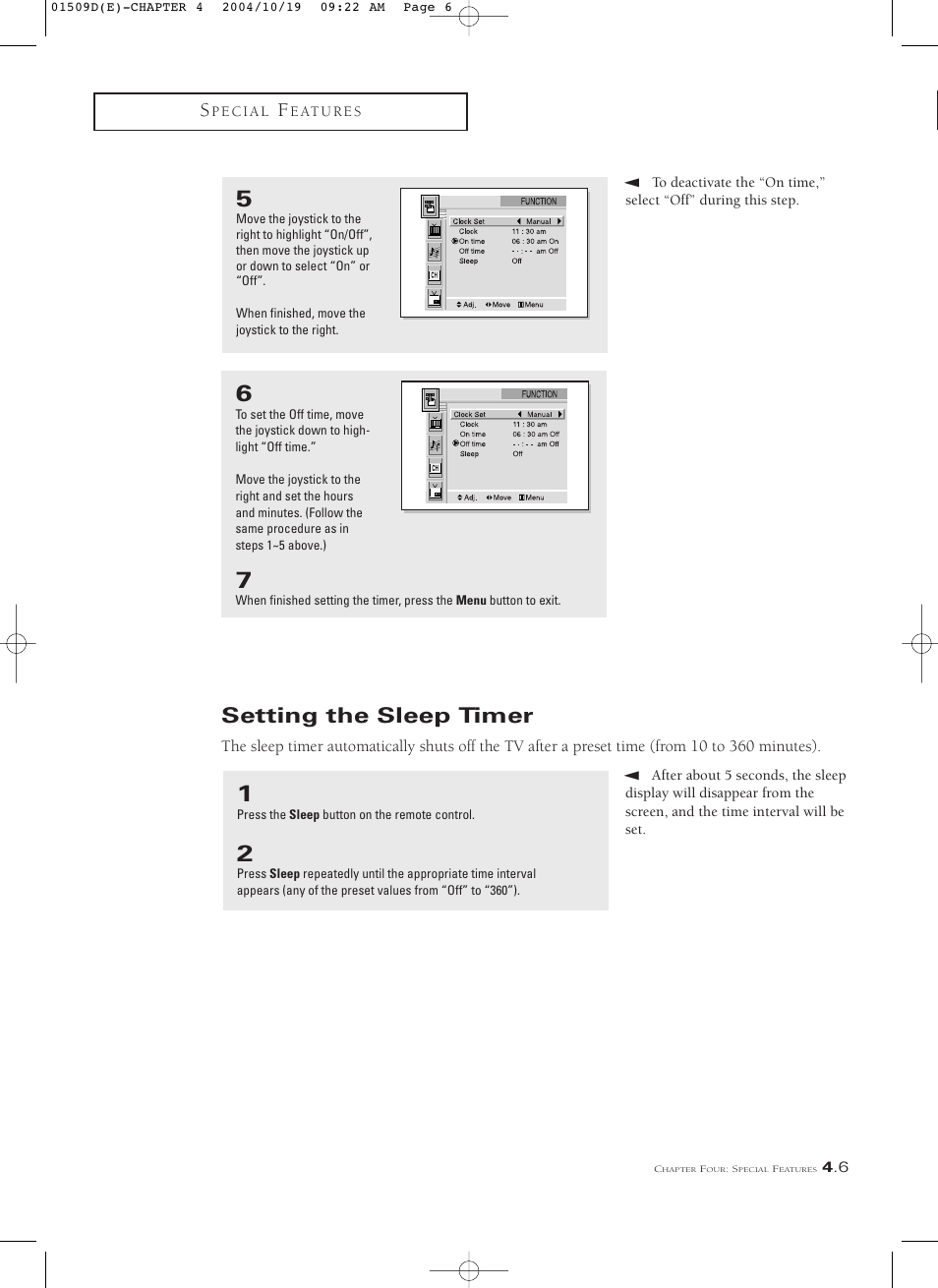 Setting the sleep timer | Samsung HCL4715W User Manual | Page 49 / 67