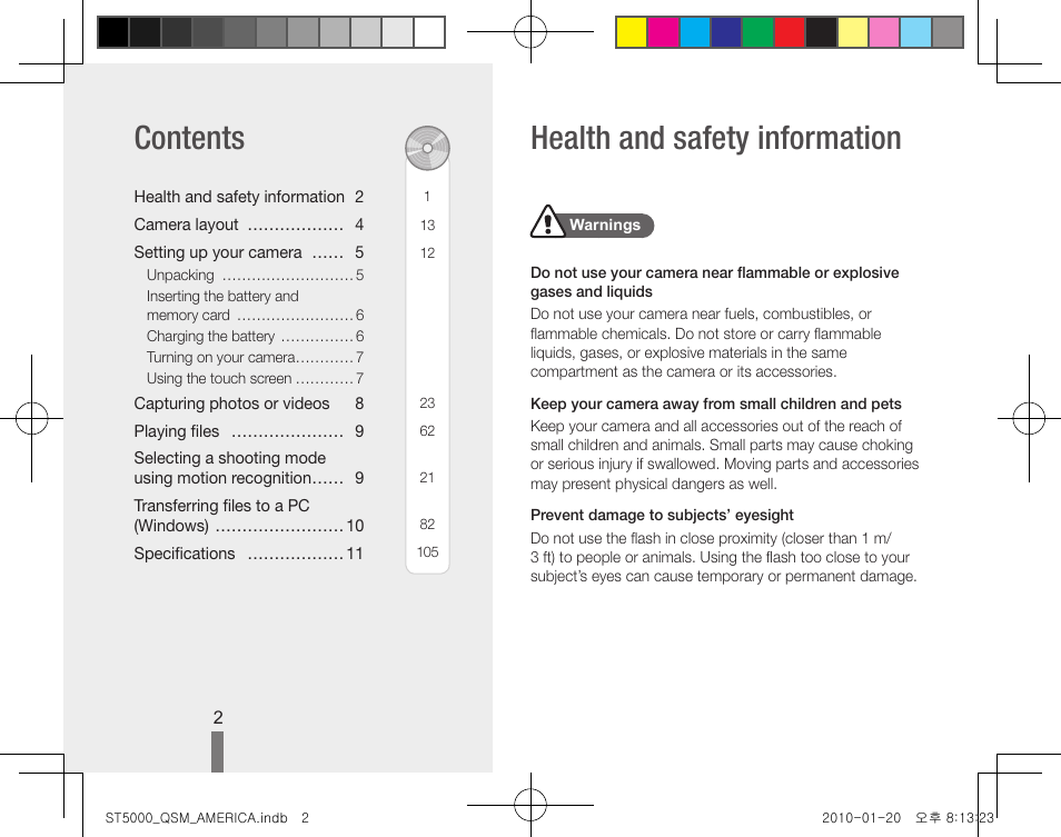 Health and safety information contents | Samsung AD68-04709A User Manual | Page 2 / 32