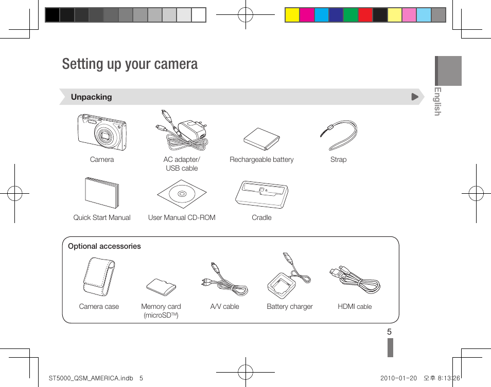 Setting up your camera | Samsung AD68-04709A User Manual | Page 5 / 32