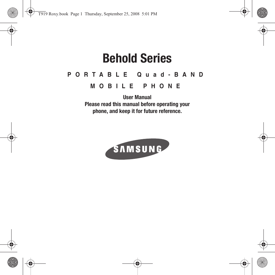 Samsung Behold Series User Manual | 186 pages