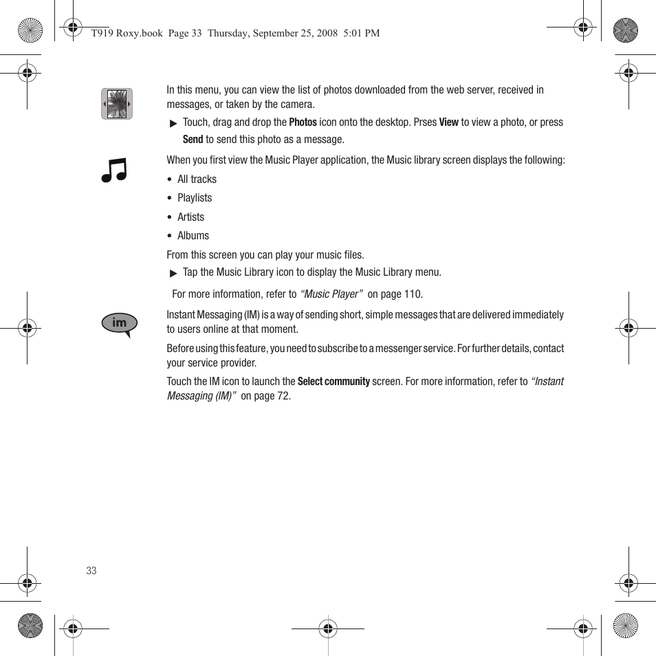 Samsung Behold Series User Manual | Page 36 / 186