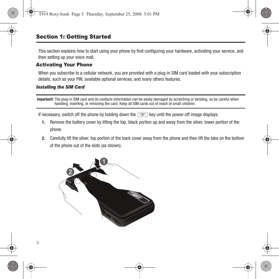 Section 1: getting started, Activating your phone | Samsung Behold Series User Manual | Page 8 / 186