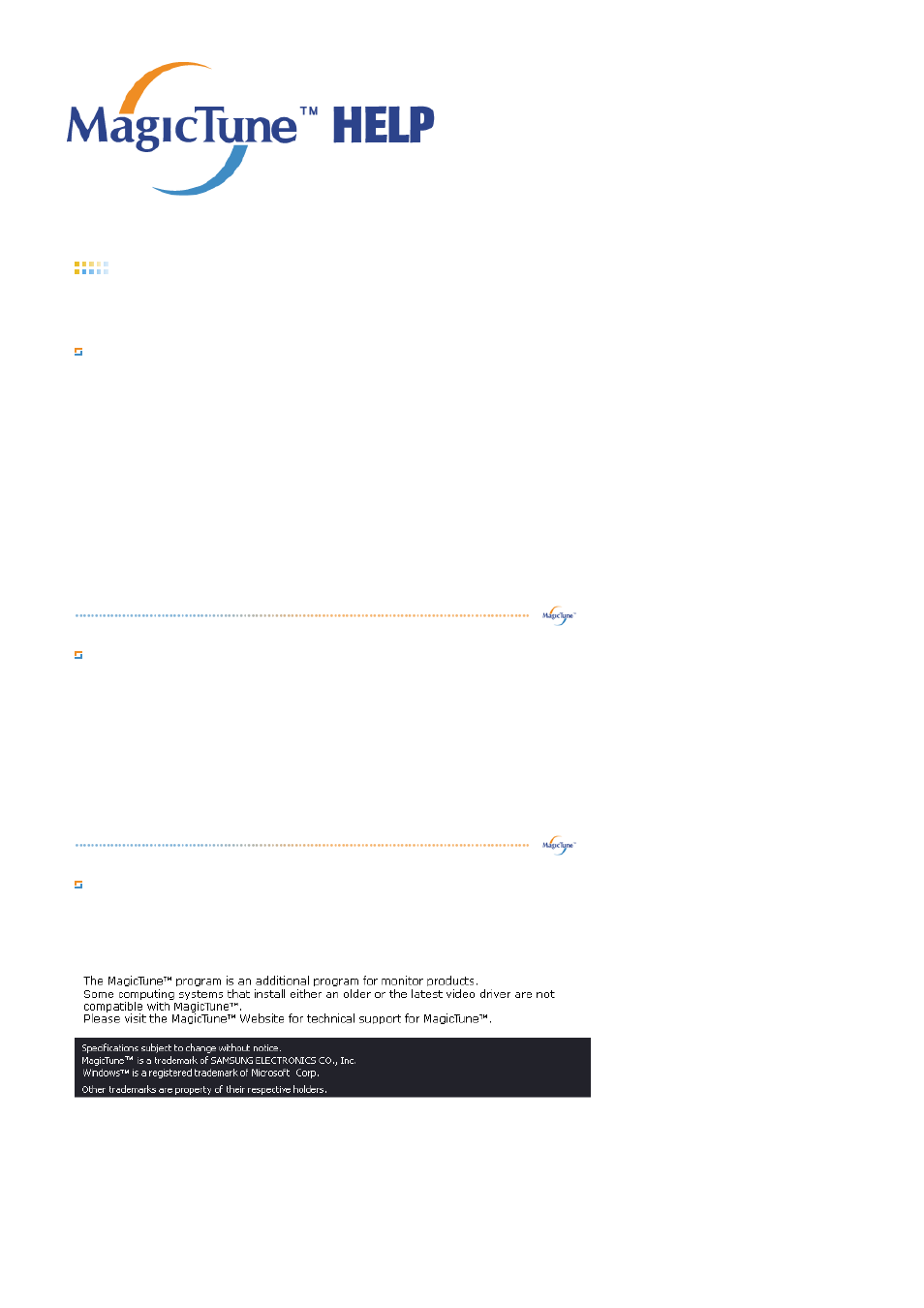 Magictune help, Overview, What is magictune | Basic functionality, Osd mode | Samsung 204B User Manual | Page 33 / 76