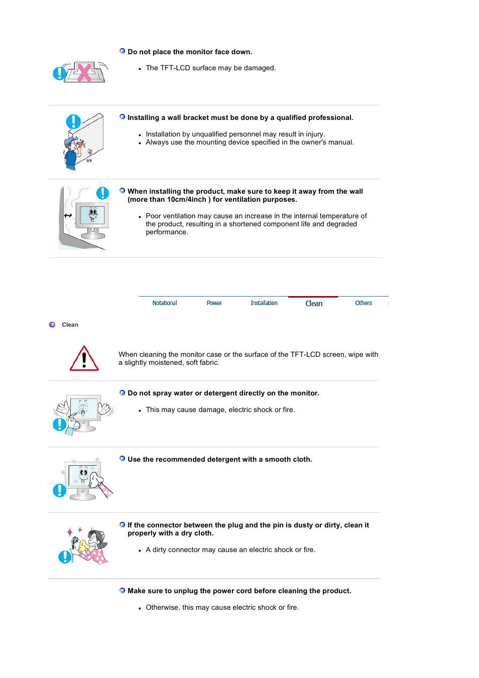 Clean | Samsung 204B User Manual | Page 5 / 76