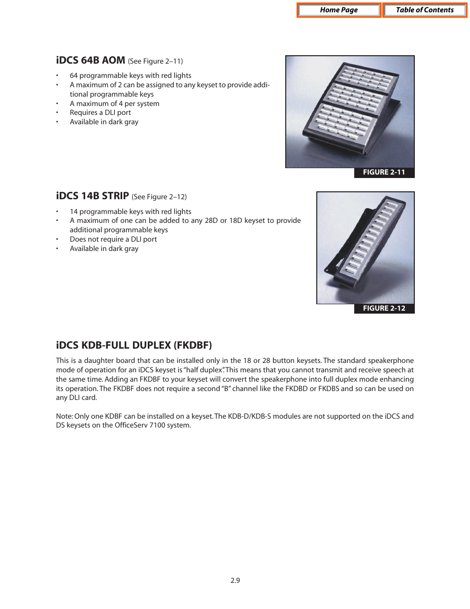 Idcs 64b aom, Idcs 14b strip, Idcs kdb-full duplex (fkdbf) | Samsung OFFICESERV 7100 User Manual | Page 21 / 97