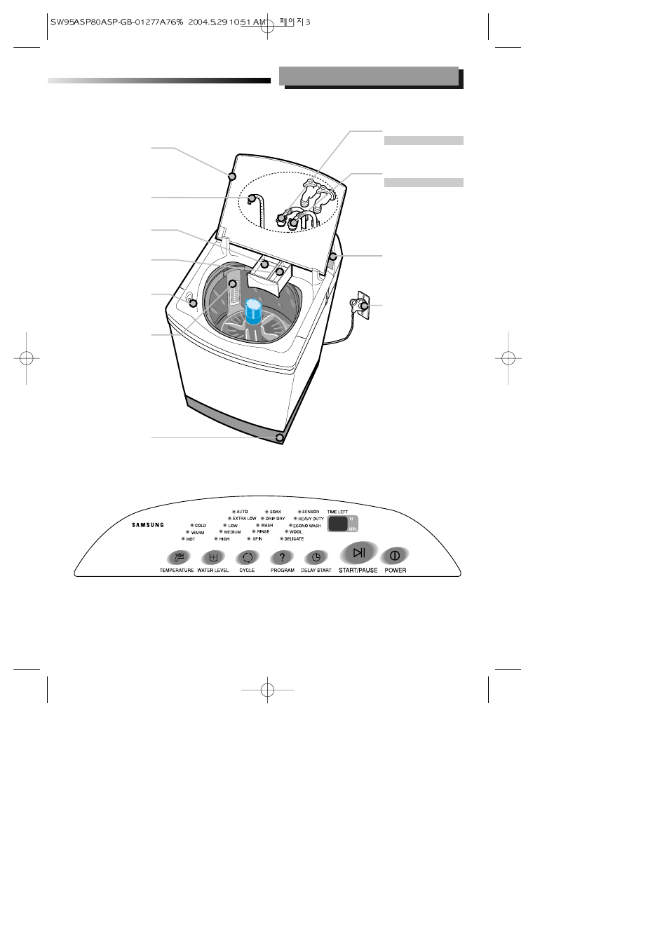 Description of parts | Samsung SW80ASP User Manual | Page 3 / 10