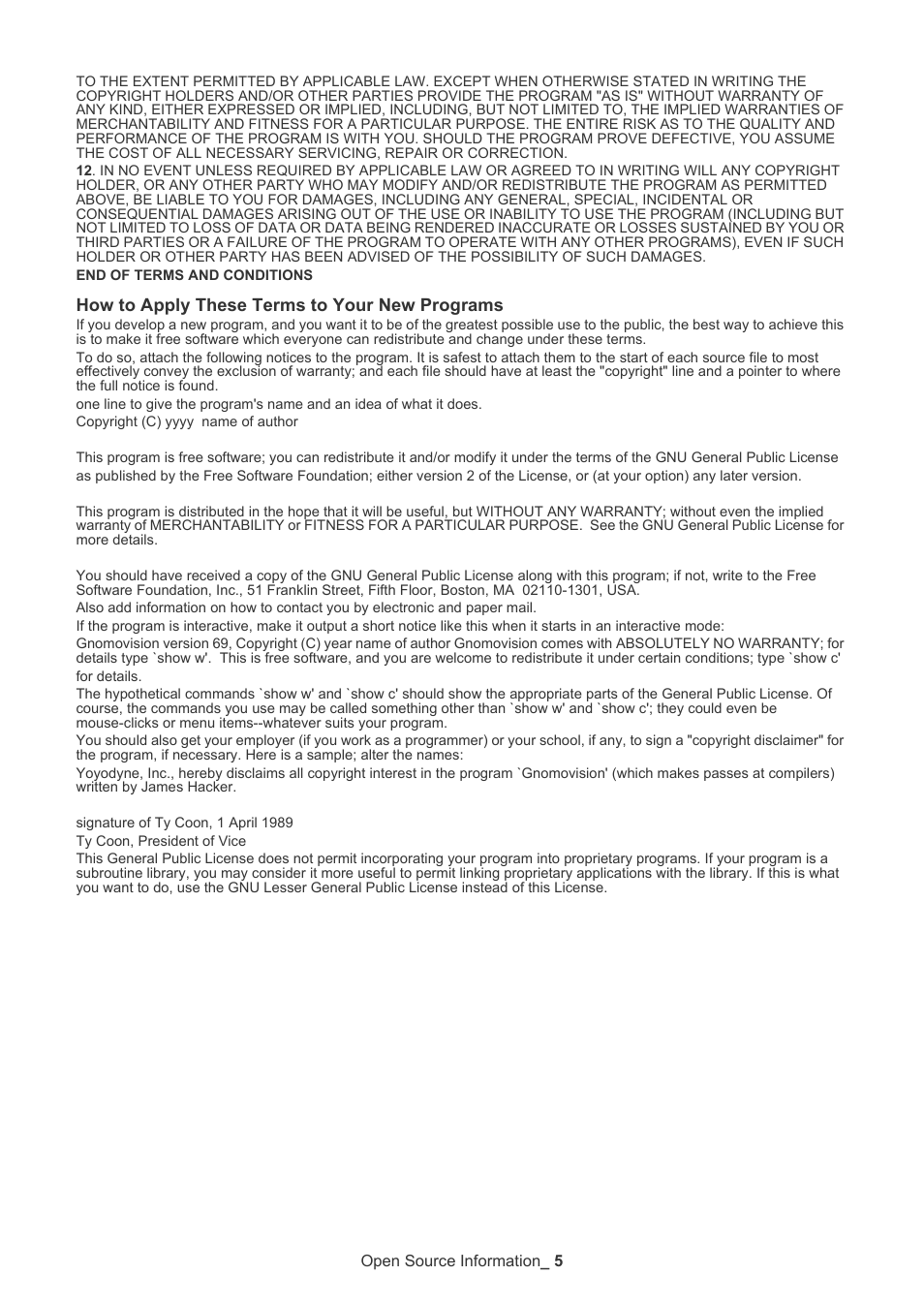 How to apply these terms to your new programs | Samsung ML 2150 User Manual | Page 5 / 7
