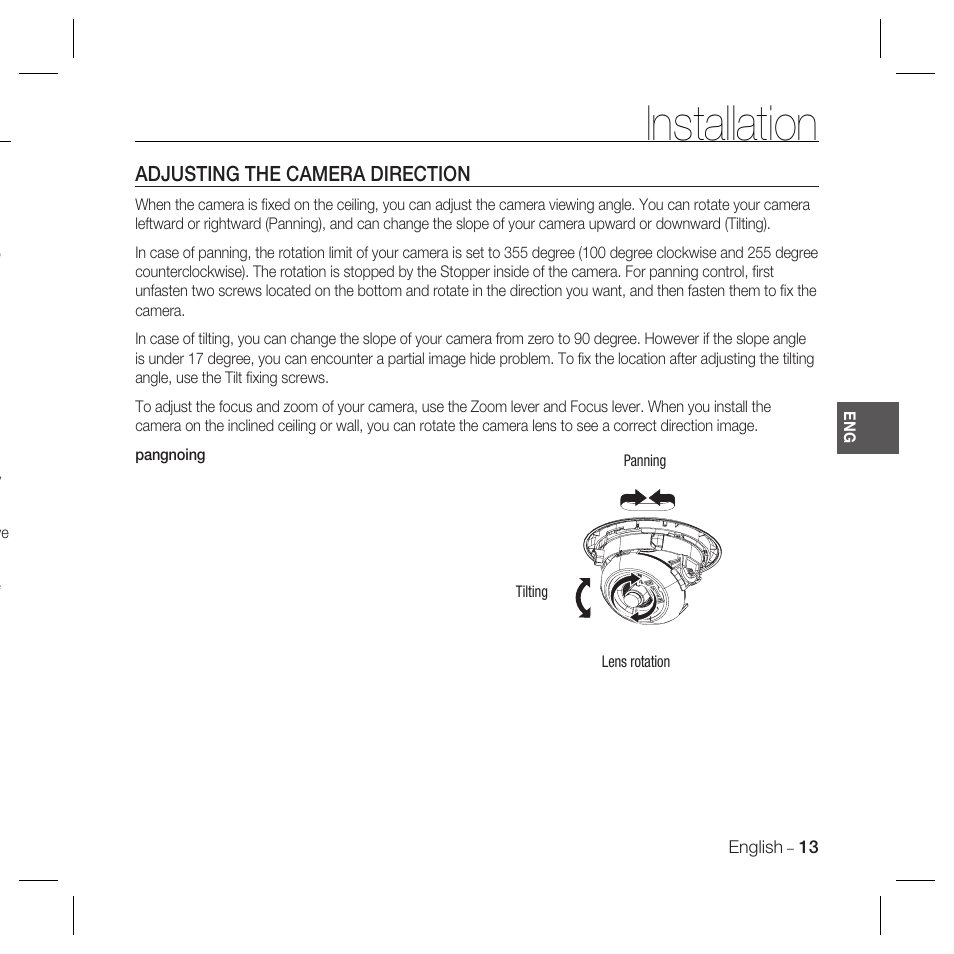 Installation | Samsung SCC-B5335 User Manual | Page 13 / 34