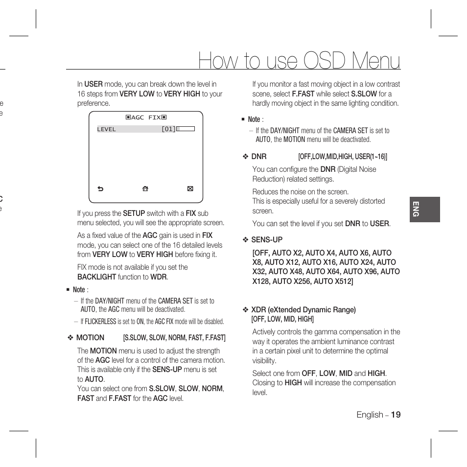 How to use osd menu | Samsung SCC-B5335 User Manual | Page 19 / 34