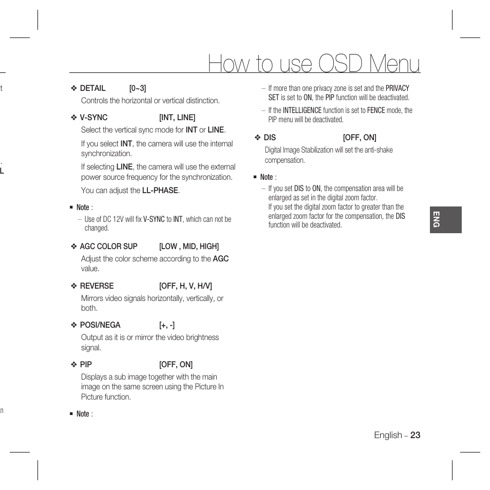 How to use osd menu | Samsung SCC-B5335 User Manual | Page 23 / 34