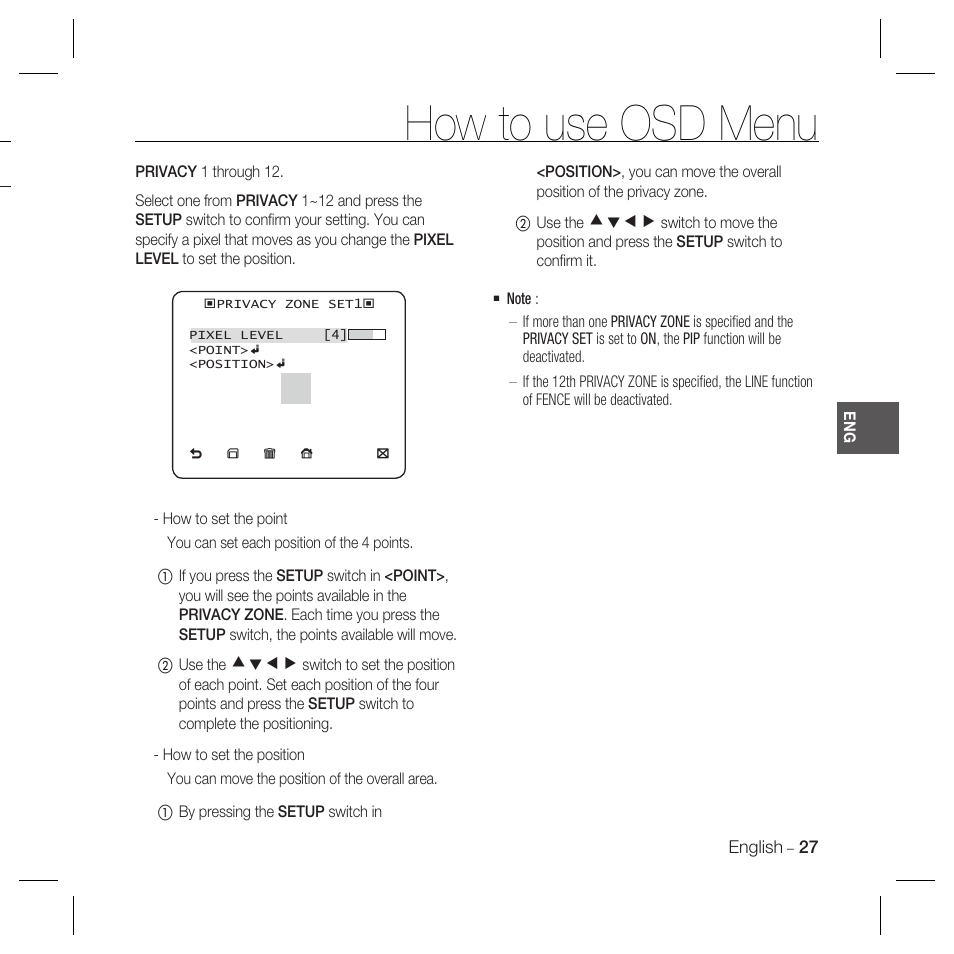 How to use osd menu | Samsung SCC-B5335 User Manual | Page 27 / 34