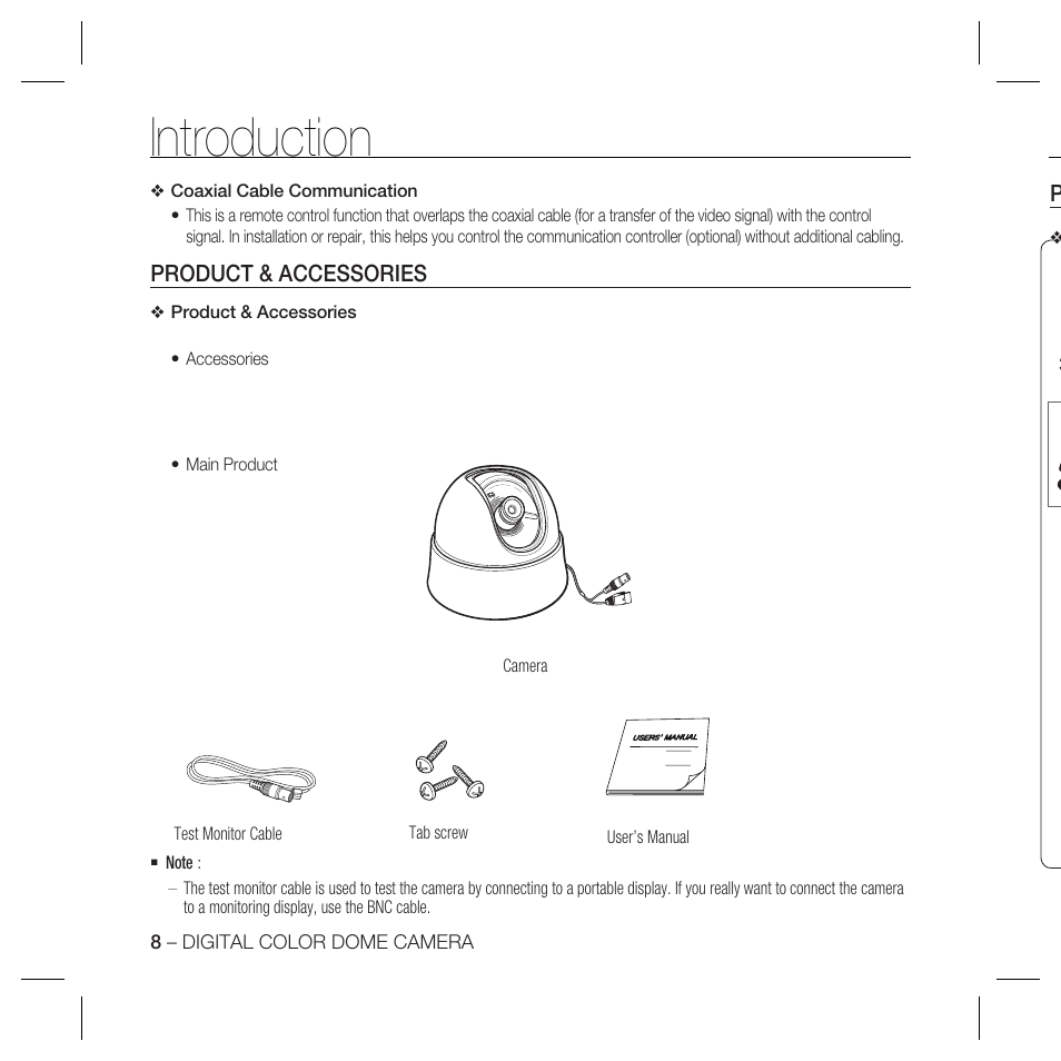 Introduction, Product & accessories | Samsung SCC-B5335 User Manual | Page 8 / 34