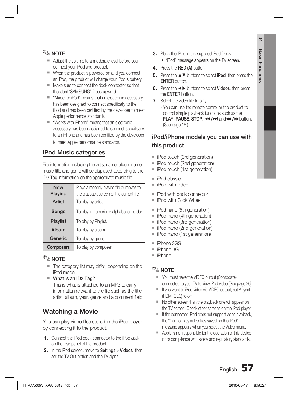 Watching a movie | Samsung AH68-02262R User Manual | Page 57 / 72