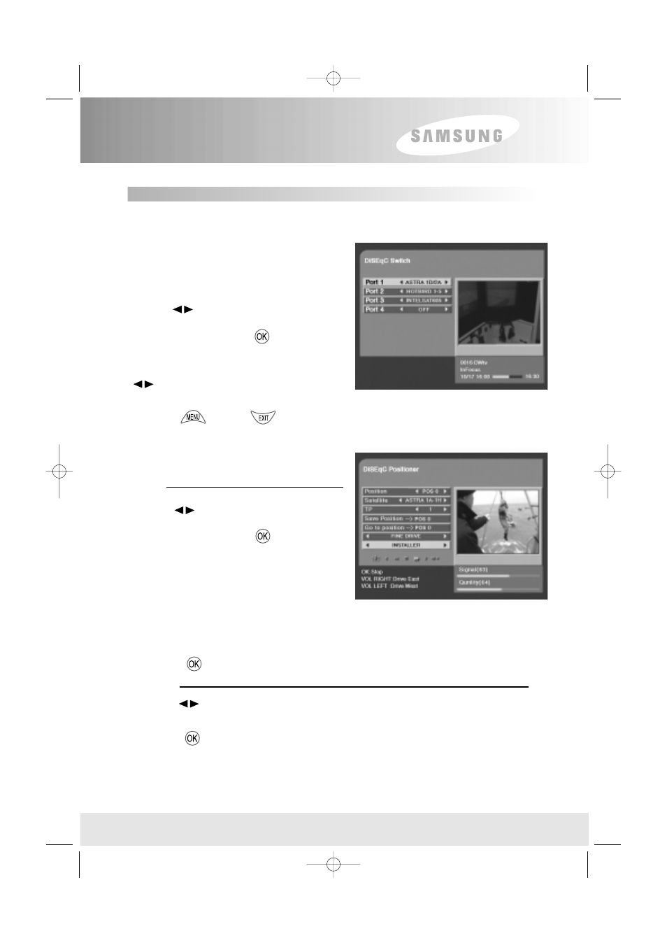 Menu operation, Diseqc mode | Samsung SFT-503 User Manual | Page 25 / 40