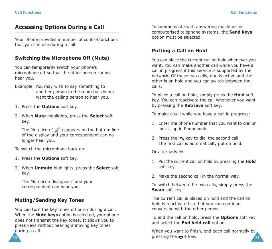 Accessing options during a call | Samsung SGH-X100A User Manual | Page 17 / 87