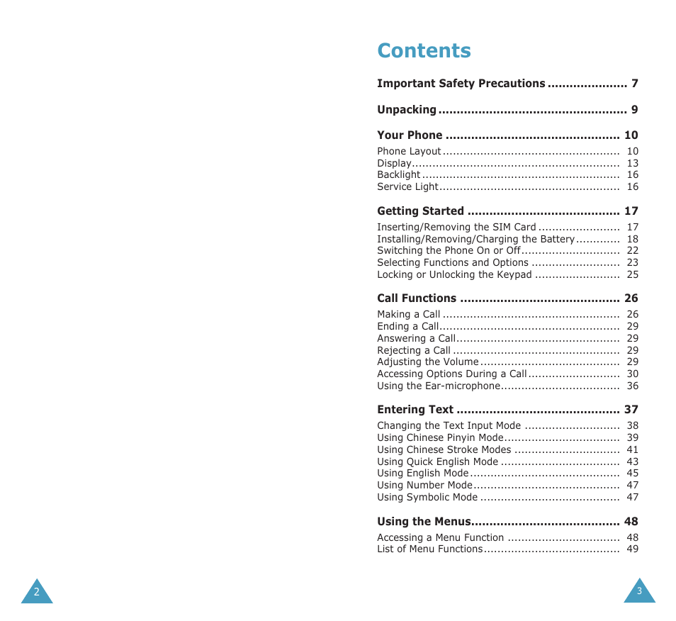 Samsung SGH-X100A User Manual | Page 2 / 87