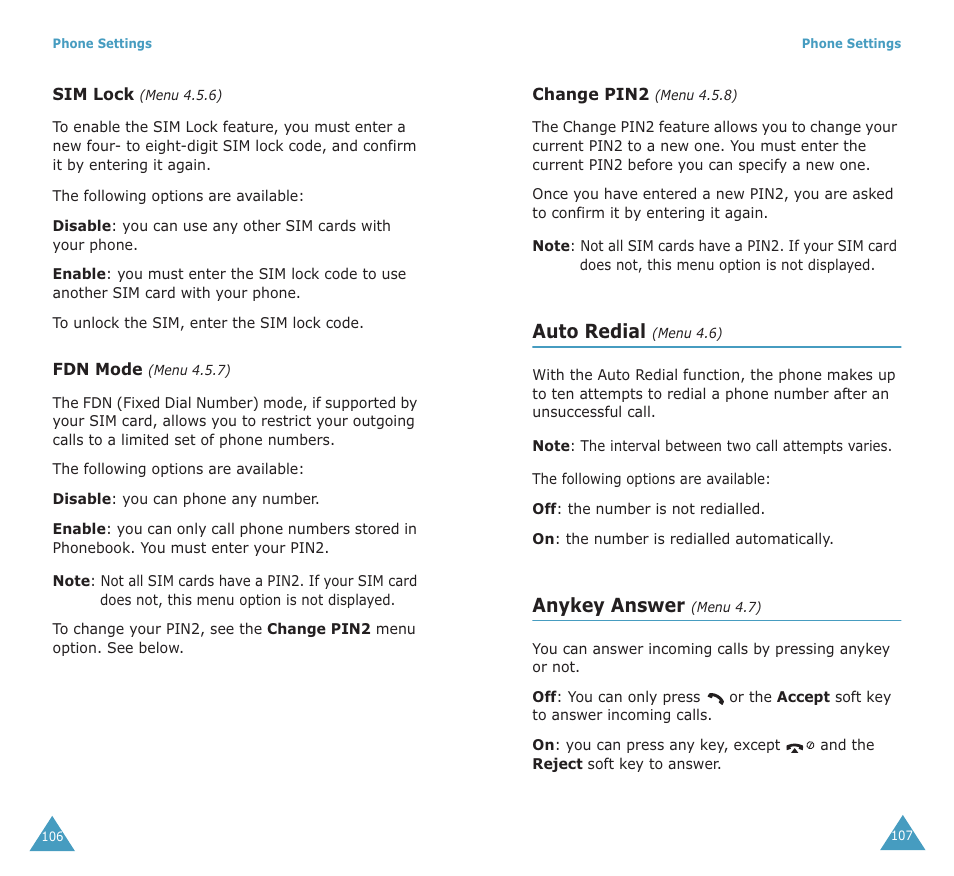 Auto redial, Anykey answer | Samsung SGH-X100A User Manual | Page 55 / 87