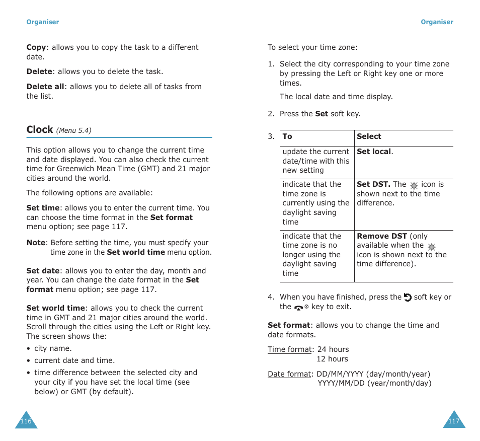 Clock | Samsung SGH-X100A User Manual | Page 60 / 87