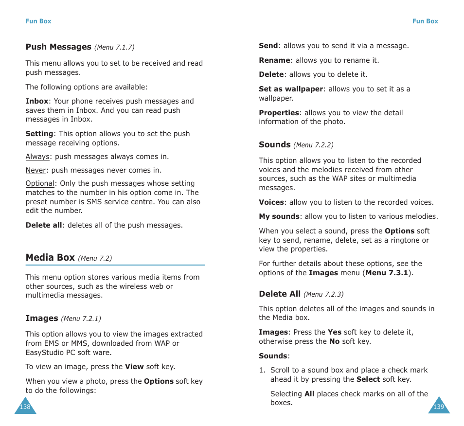 Media box | Samsung SGH-X100A User Manual | Page 71 / 87