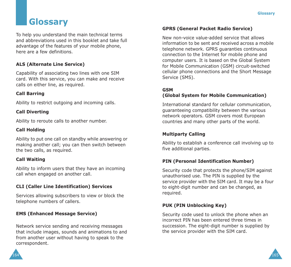 Glossary | Samsung SGH-X100A User Manual | Page 84 / 87