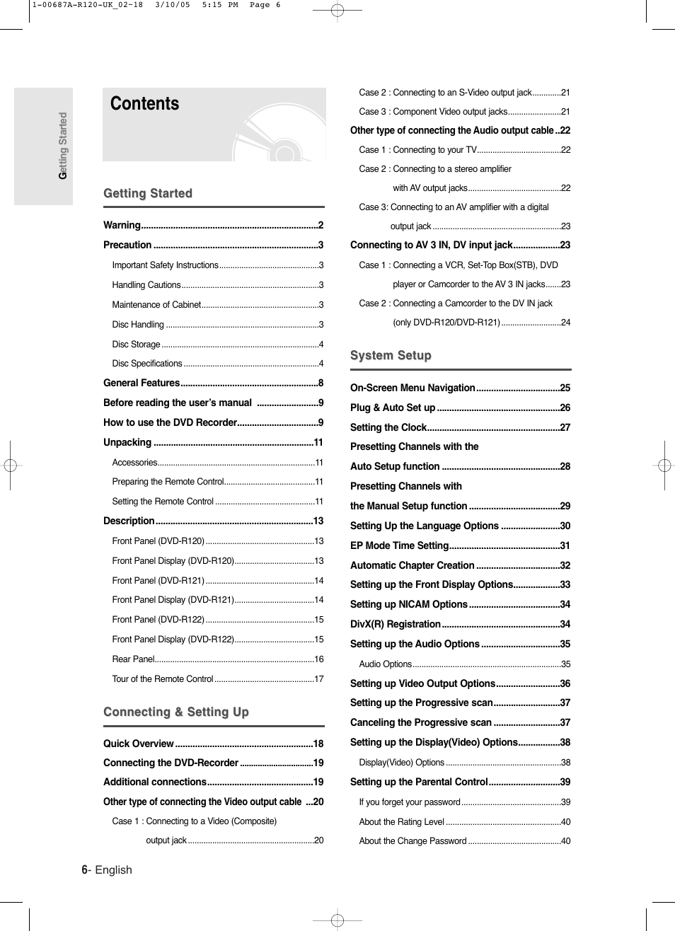 Samsung DVD-R120 EN User Manual | Page 6 / 95