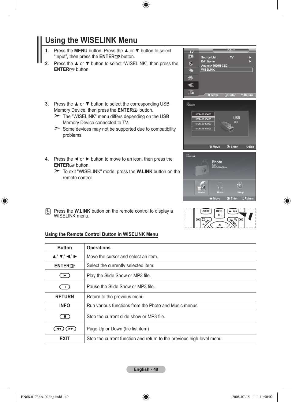 Using the wiselink menu | Samsung BN68-01736A-00 User Manual | Page 51 / 69