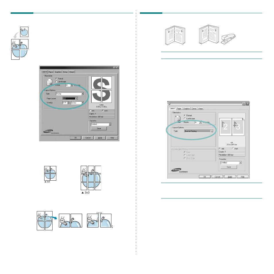 Printing posters, Printing booklets, Printing posters printing booklets | Samsung ML-3560 Series User Manual | Page 101 / 124