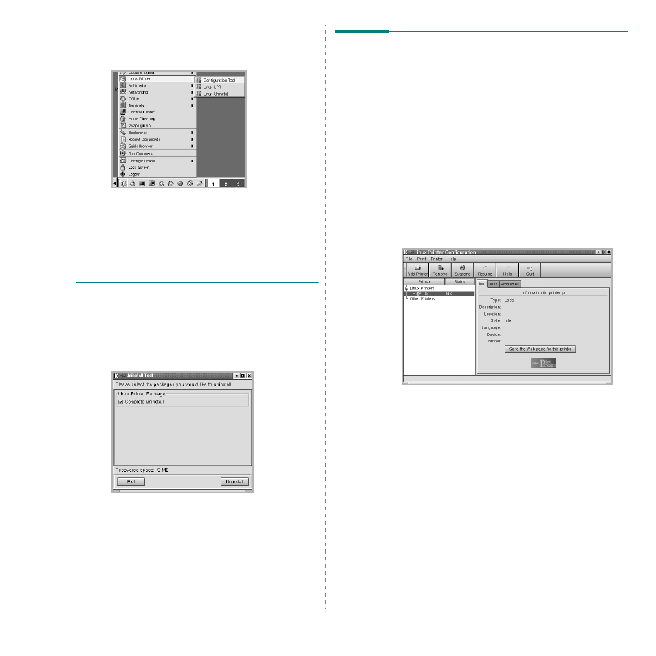 Uninstalling the printer driver, Using the configuration tool | Samsung ML-3560 Series User Manual | Page 115 / 124