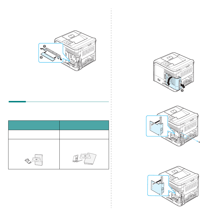 Removing the memory dimm, Installing a network card, R details, see “installing a | Samsung ML-3560 Series User Manual | Page 68 / 124