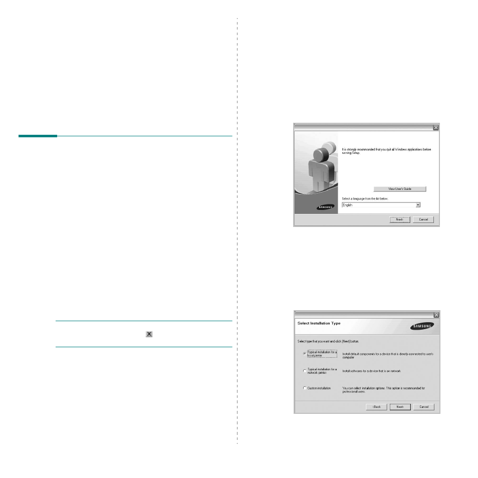 1 installing printer software in windows, Installing printer software, Installing software for local printing | Chapter 1, Installing printer software in windows | Samsung ML-3560 Series User Manual | Page 86 / 124