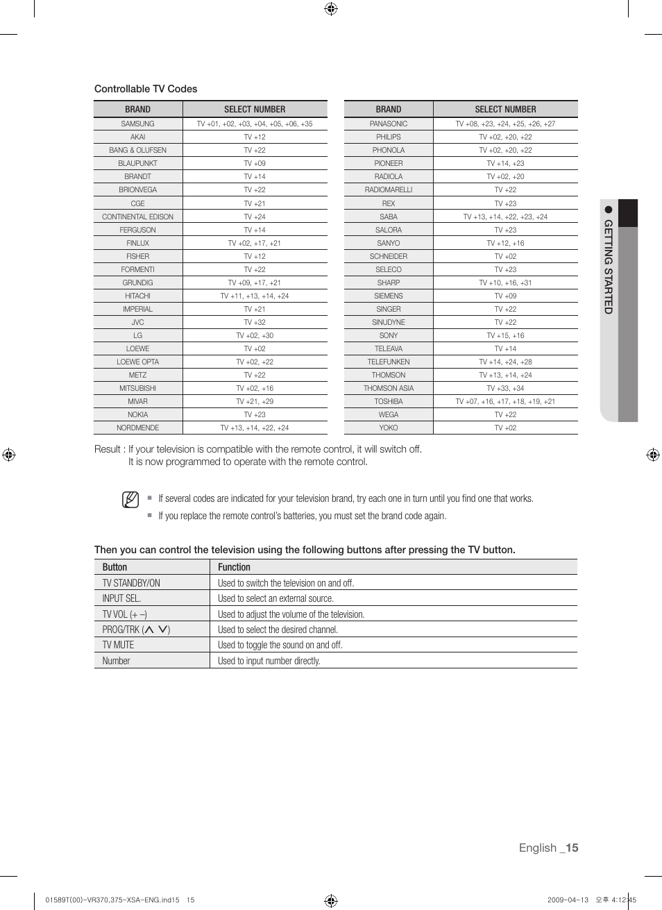 English | Samsung DVD-VR375 User Manual | Page 15 / 85