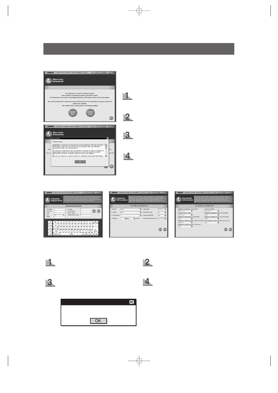 User interface, Permission, Customer registration and information | Samsung HomePAD RH2777AT User Manual | Page 33 / 61