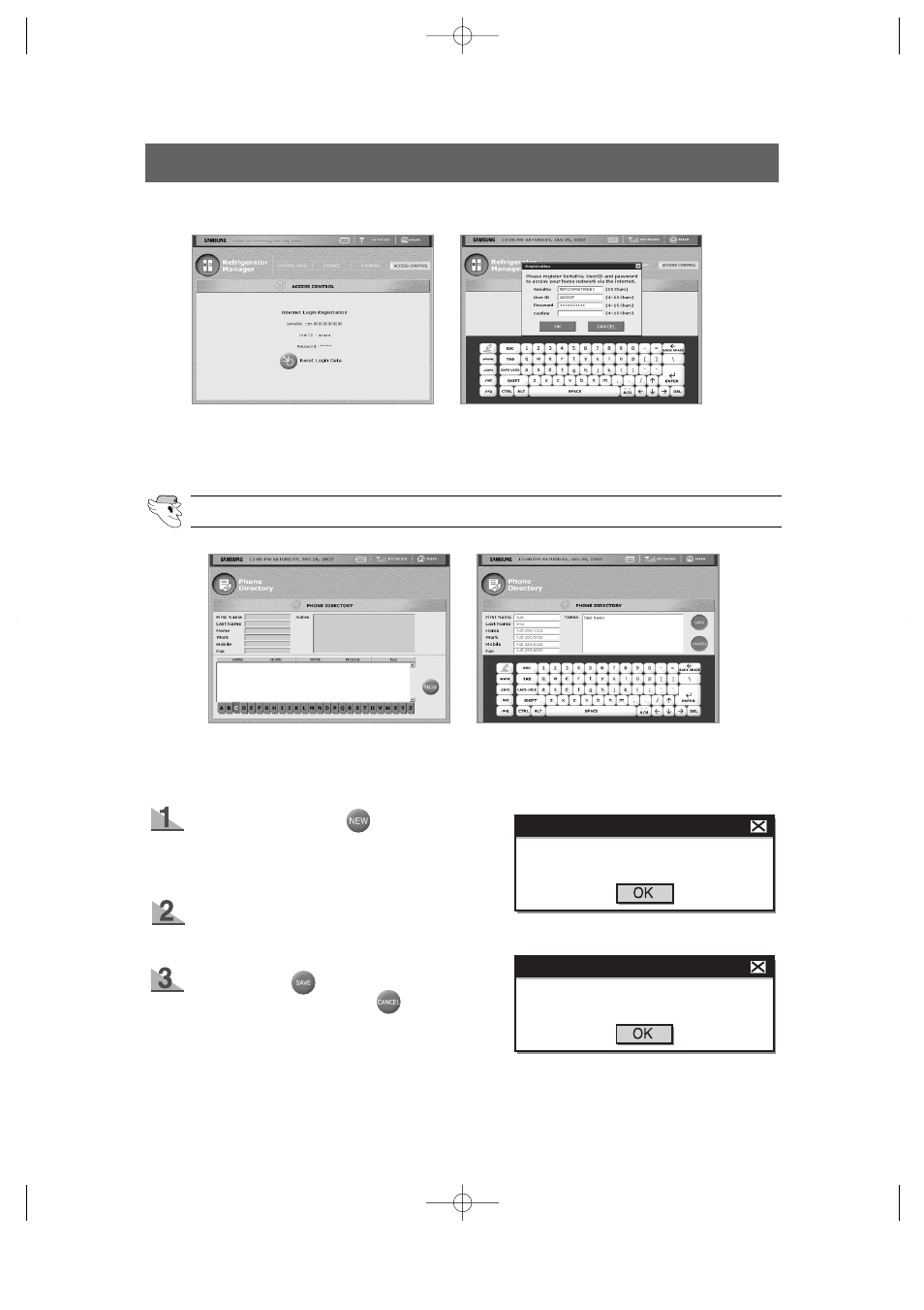 User interface, Phone directory, Access control | Samsung HomePAD RH2777AT User Manual | Page 45 / 61