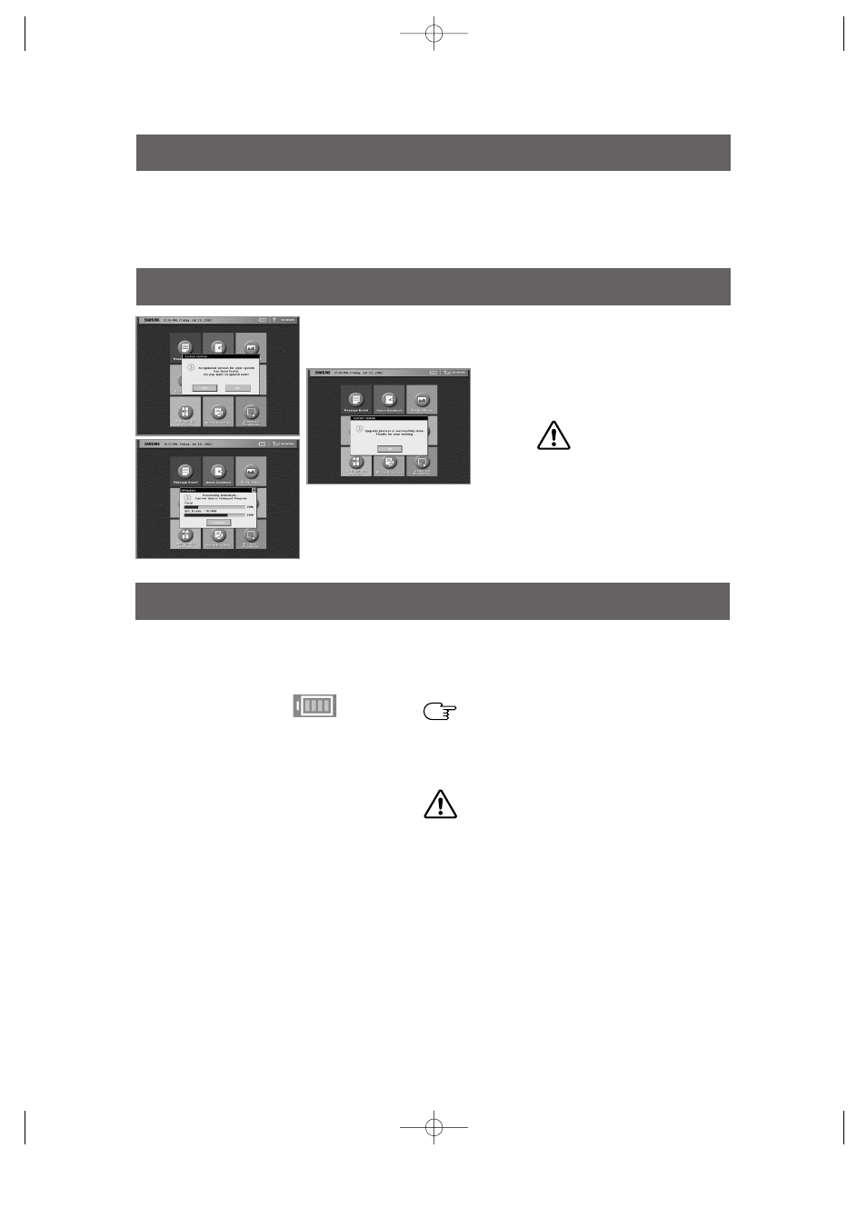 Turning the homepad, Off auto upgrade process, Battery management | Samsung HomePAD RH2777AT User Manual | Page 53 / 61